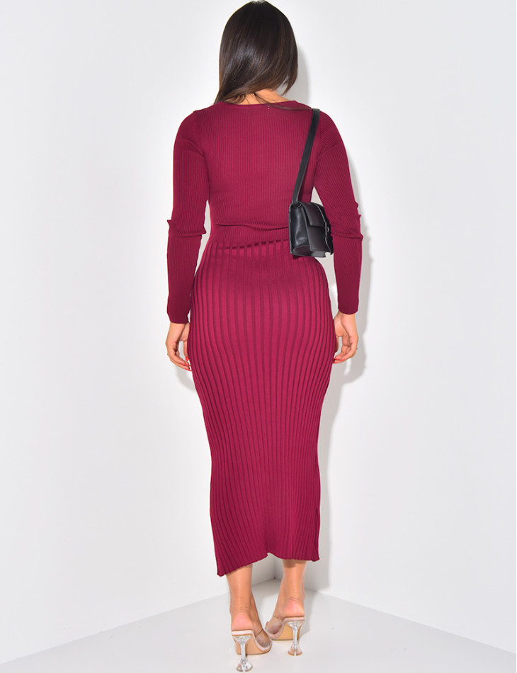 LANGES GERIPPTES KLEID