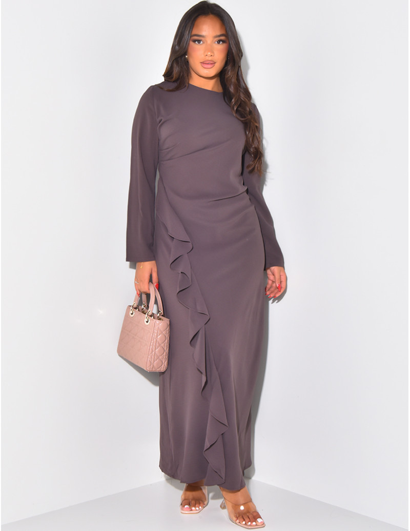 Robe longue col montant à...