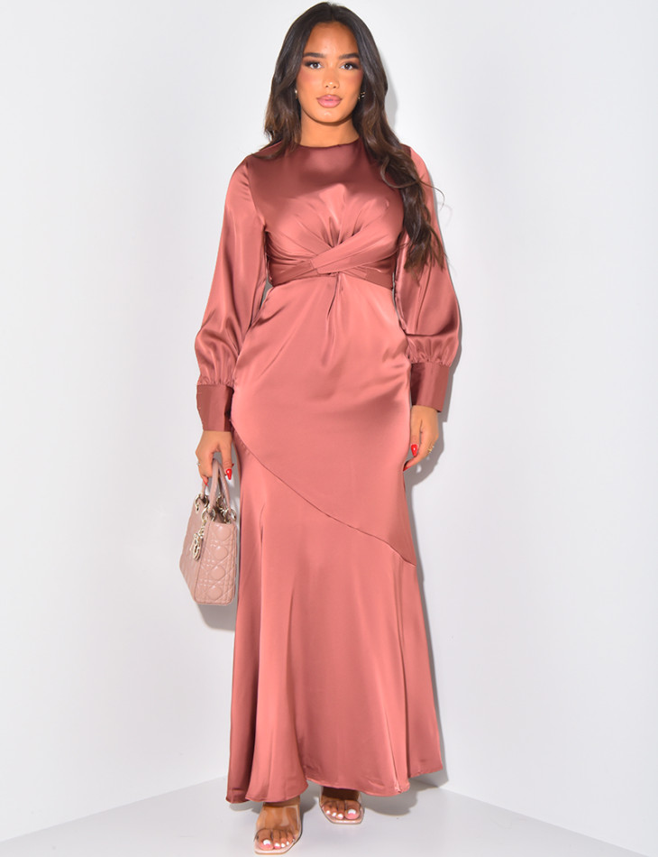 Robe Longue en satin à nouer
