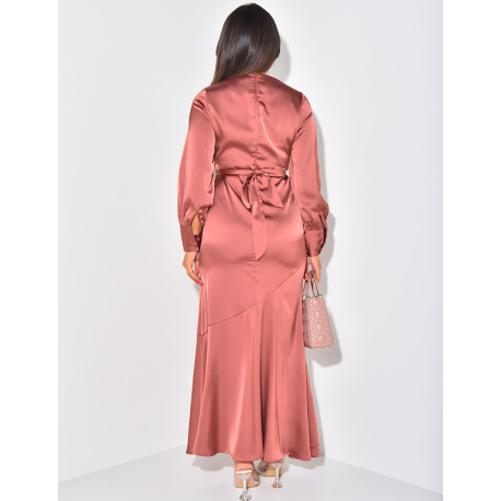 Robe Longue en satin à nouer