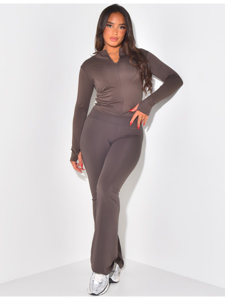 High waist flare sports trousers