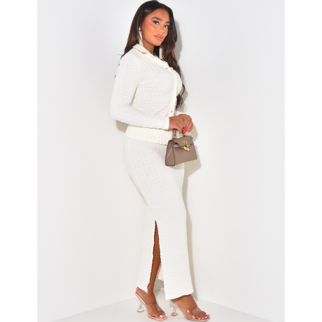 Textured shirt and skirt set