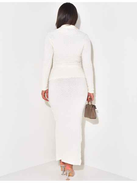 Textured shirt and skirt set