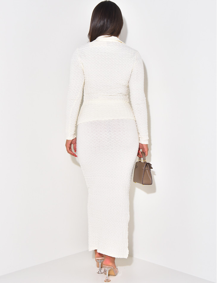 Textured shirt and skirt set