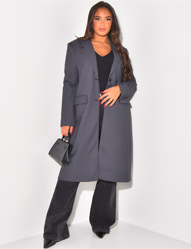 Blazer Veste Longue Pas Cher Veste De Costume à Manches Longues