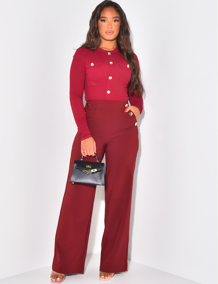 Straight-leg trousers with gold buttons