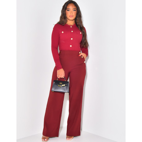 Straight-leg trousers with gold buttons