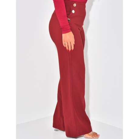 Straight-leg trousers with gold buttons