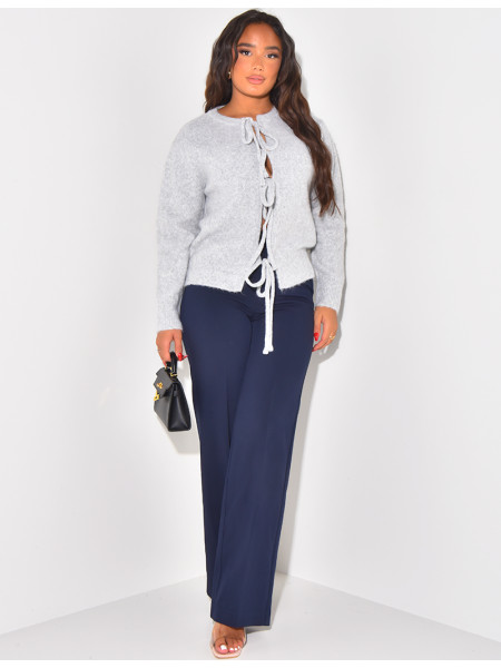 Pantalon de tailleur coupe droite effet chiné