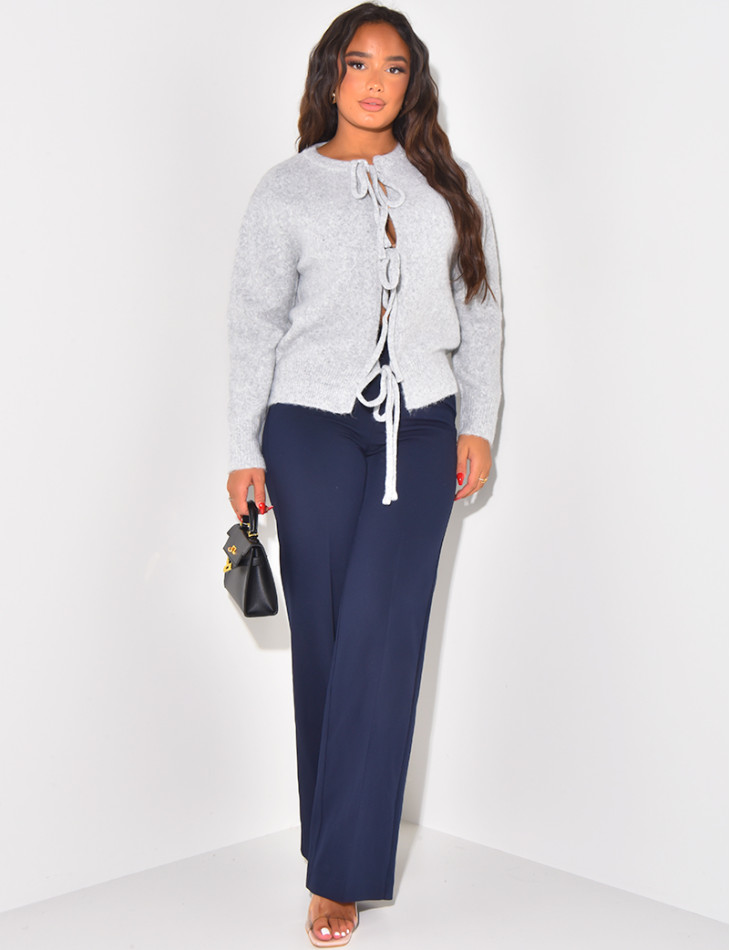 Pantalon de tailleur coupe droite effet chiné