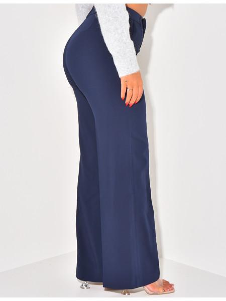 Pantalon de tailleur coupe droite effet chiné