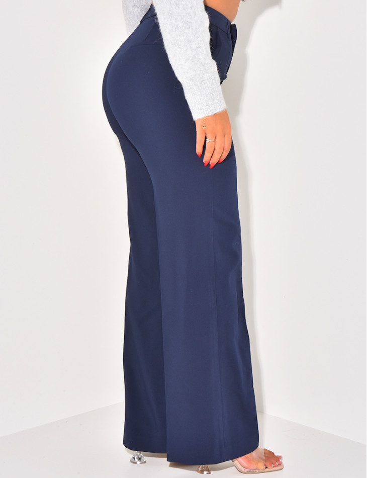 Pantalon de tailleur coupe droite effet chiné