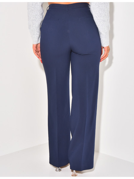 Pantalon de tailleur coupe droite effet chiné