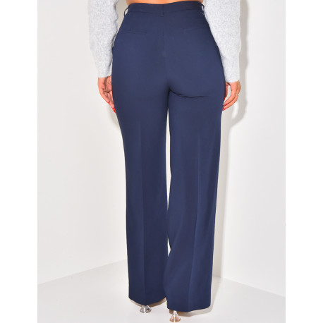 Pantalon de tailleur coupe droite effet chiné
