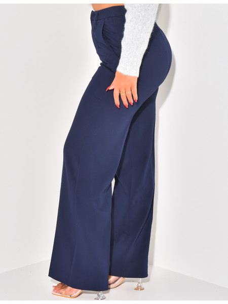 Pantalon de tailleur coupe droite effet chiné