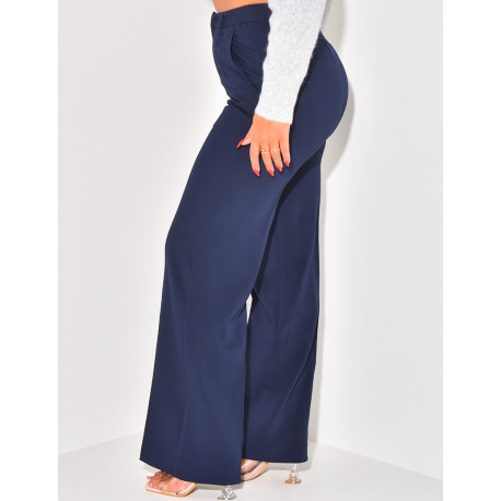 Pantalon de tailleur coupe droite effet chiné