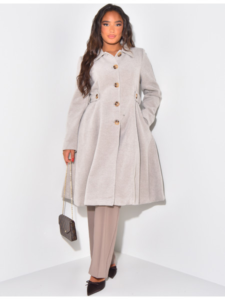 Mittellanger, melierter, ausgestellter Mantel