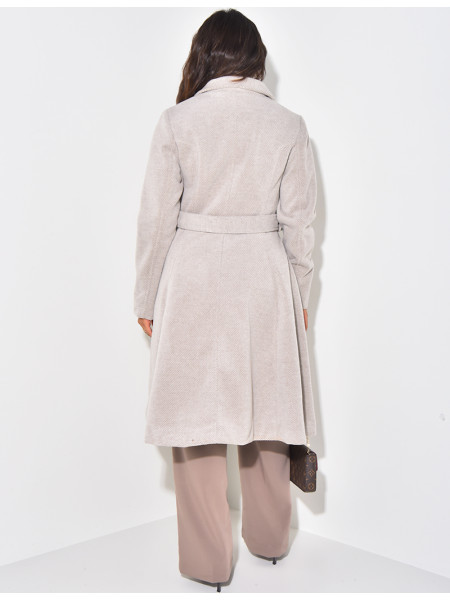 Mittellanger, melierter, ausgestellter Mantel