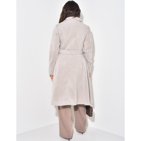 Mittellanger, melierter, ausgestellter Mantel