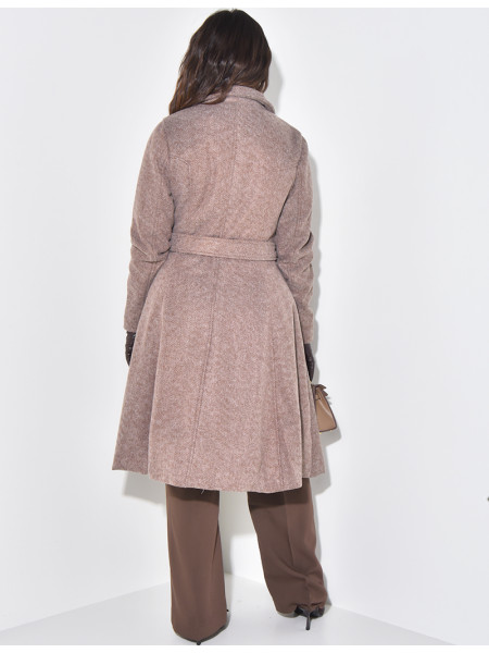 Manteau mi-long chiné évasé
