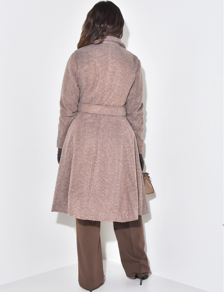 Manteau mi-long chiné évasé