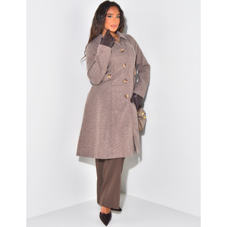 Manteau mi-long chiné évasé