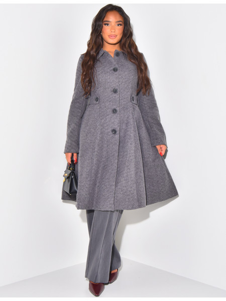Manteau mi-long chiné évasé