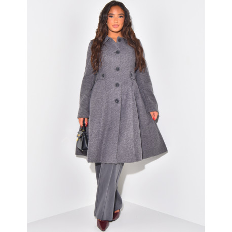 Manteau mi-long chiné évasé