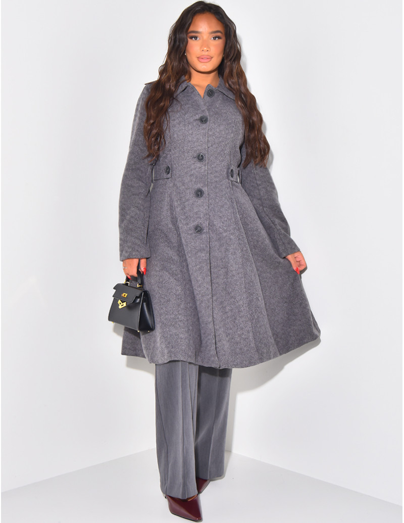 Manteau mi-long chiné évasé
