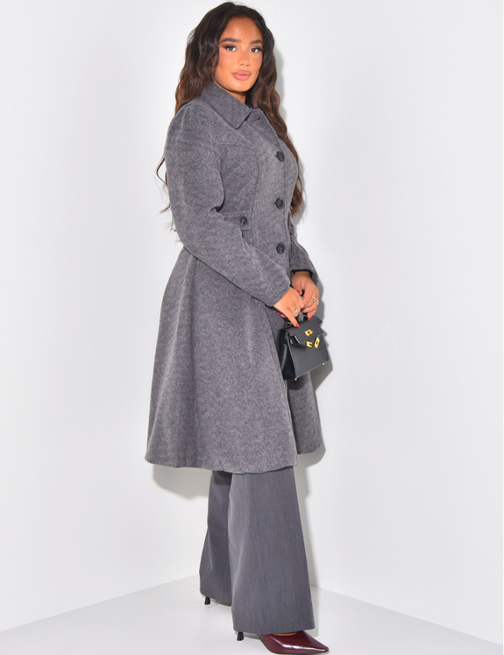 Manteau mi-long chiné évasé