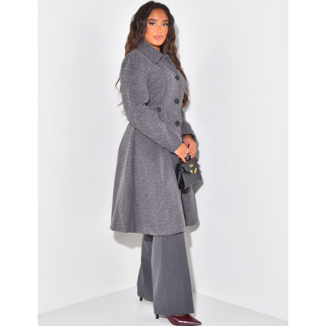 Manteau mi-long chiné évasé