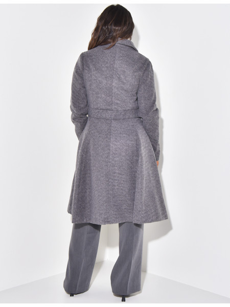 Manteau mi-long chiné évasé