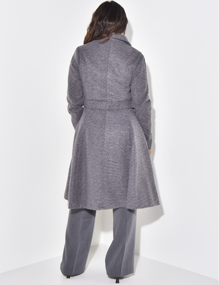 Manteau mi-long chiné évasé