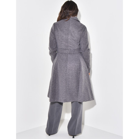 Manteau mi-long chiné évasé