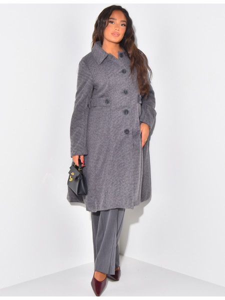 Manteau mi-long chiné évasé