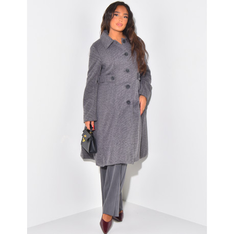 Manteau mi-long chiné évasé