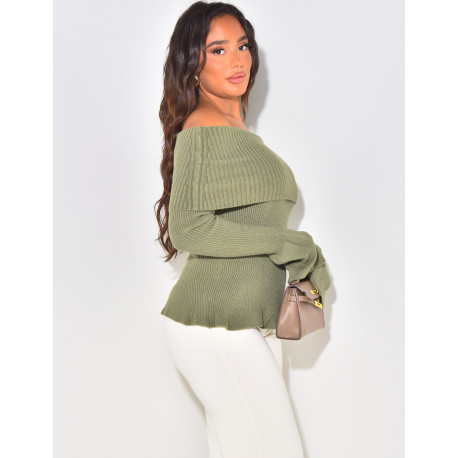 Pullover mit Bootskragen und ausgestellten Ärmeln