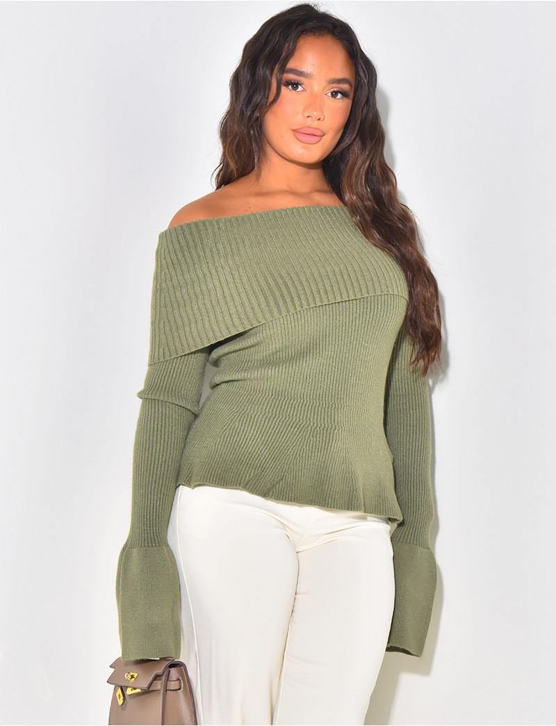 Pull à col châle volumineux pour femme