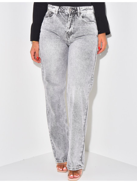 Graue Destroyed-Jeans mit geradem Schnitt