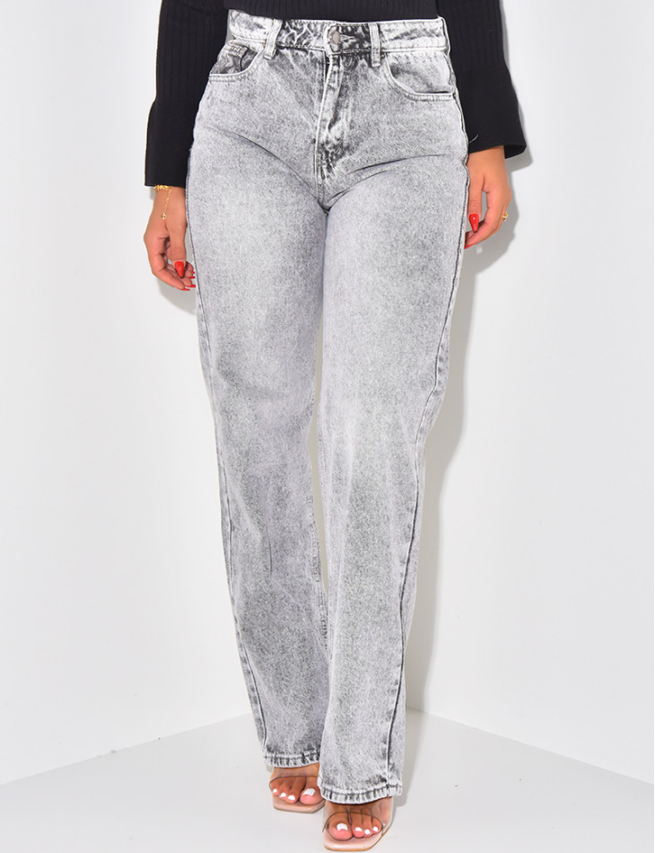 Graue Destroyed-Jeans mit geradem Schnitt