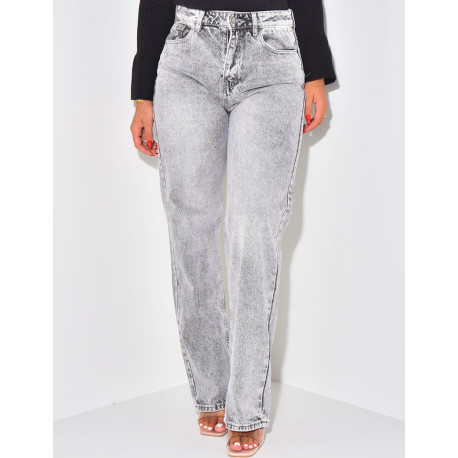 Graue Destroyed-Jeans mit geradem Schnitt
