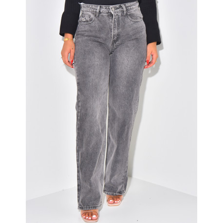 Gerade geschnittene Jeans in Destroyed-Anthrazit