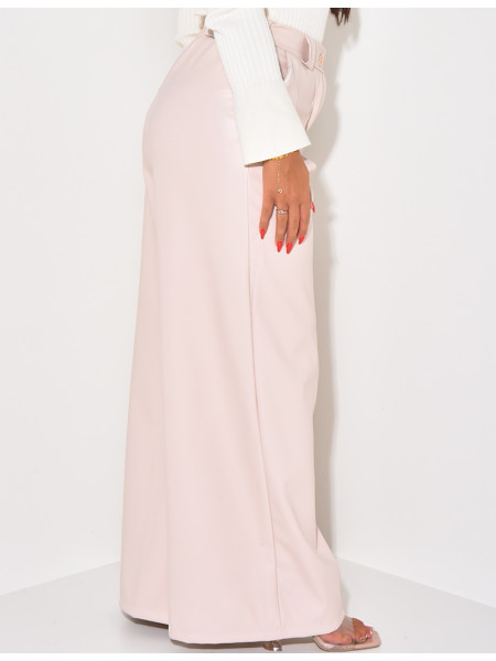 Pantalon en similicuir droit à pinces