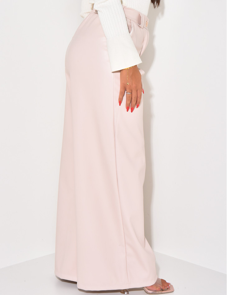 Pantalon en similicuir droit à pinces