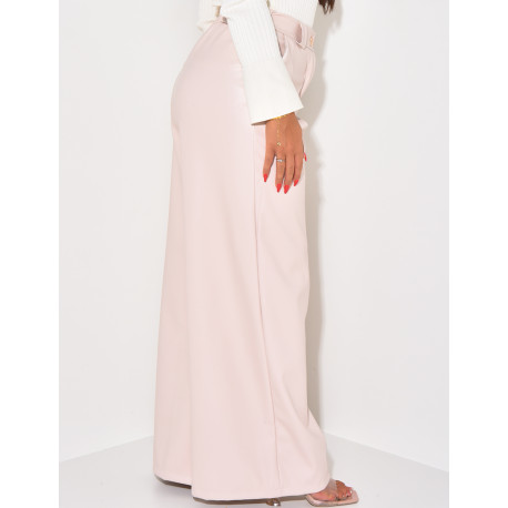 Pantalon en similicuir droit à pinces