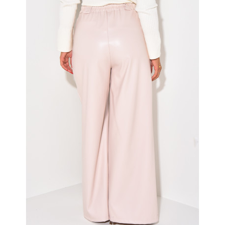 Pantalon en similicuir droit à pinces