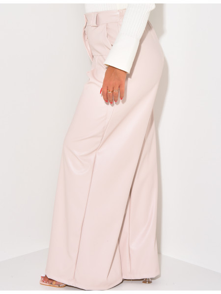 Pantalon en similicuir droit à pinces