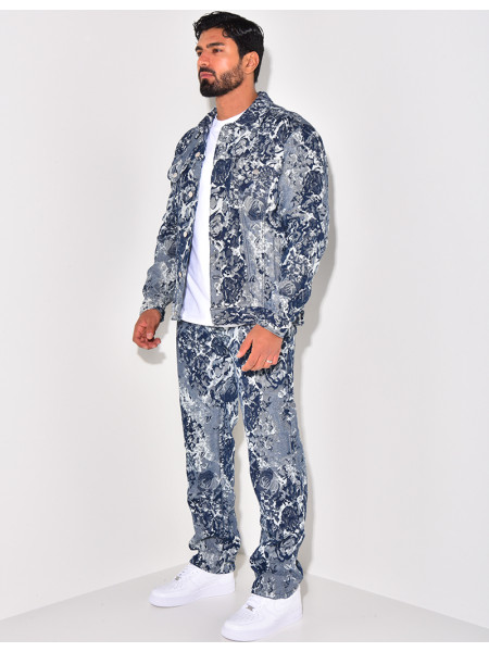 Ensemble jeans et veste en jeans destroy