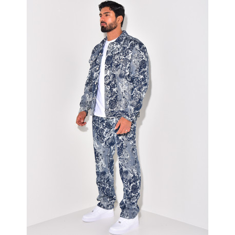 Ensemble jeans et veste en jeans destroy