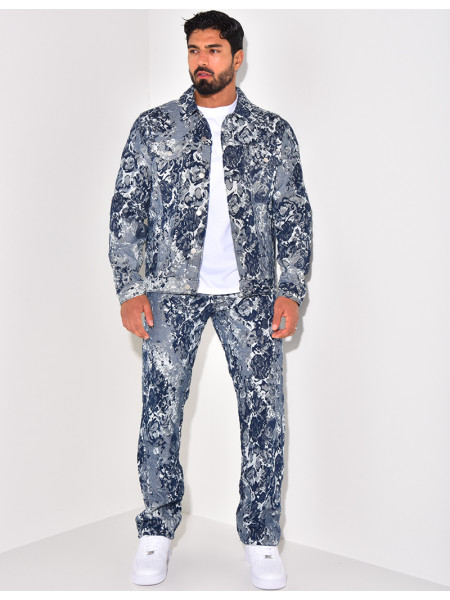 Ensemble jeans et veste en jeans destroy